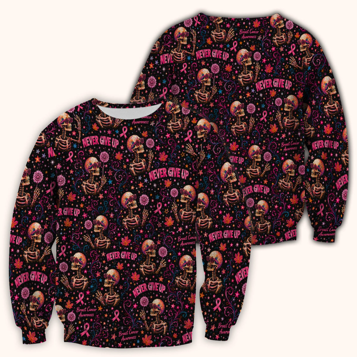 Breast Cancer Awareness Skeletons Nurse Scrub Top