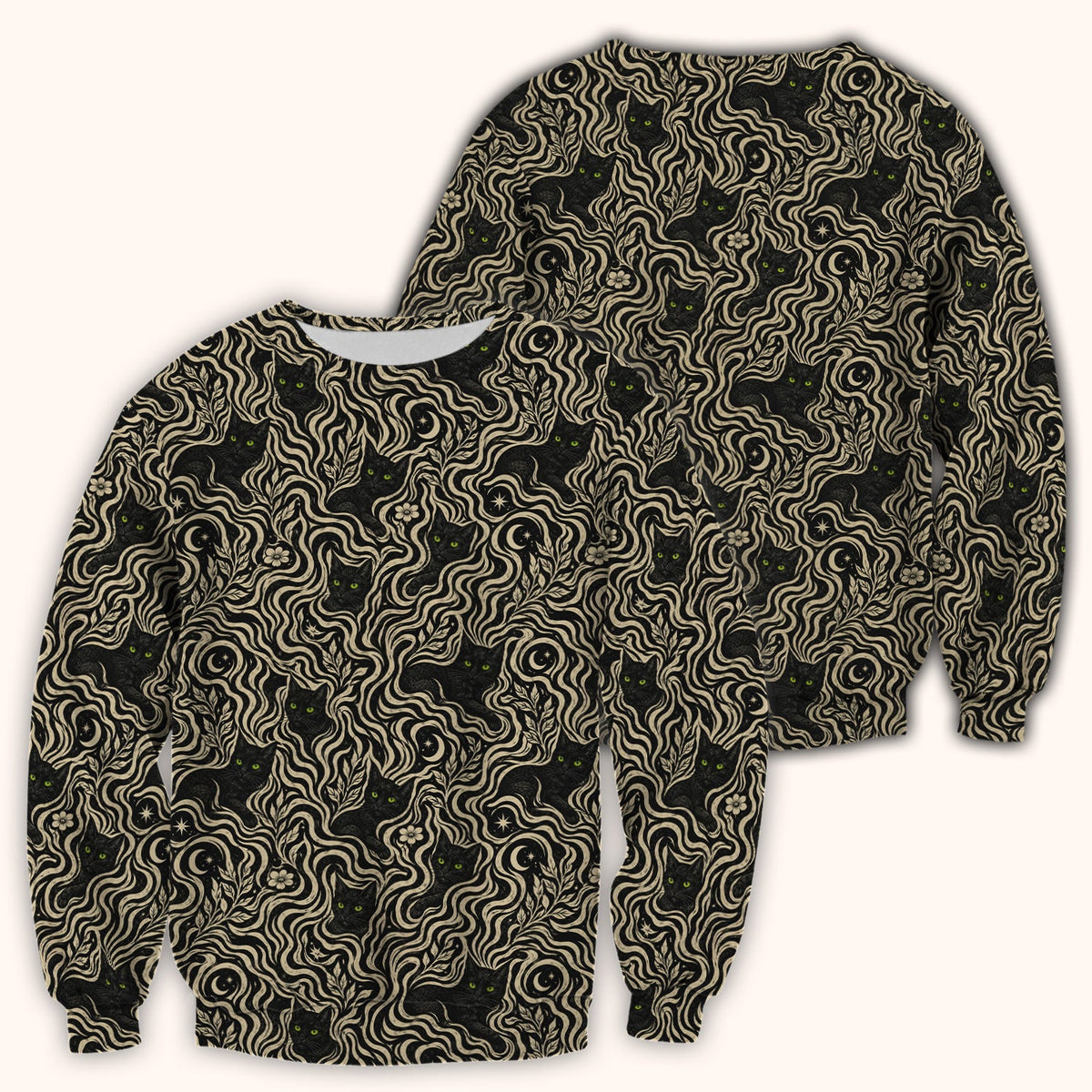 Mystical Black Cat Moonlit Nurse Scrub Top
