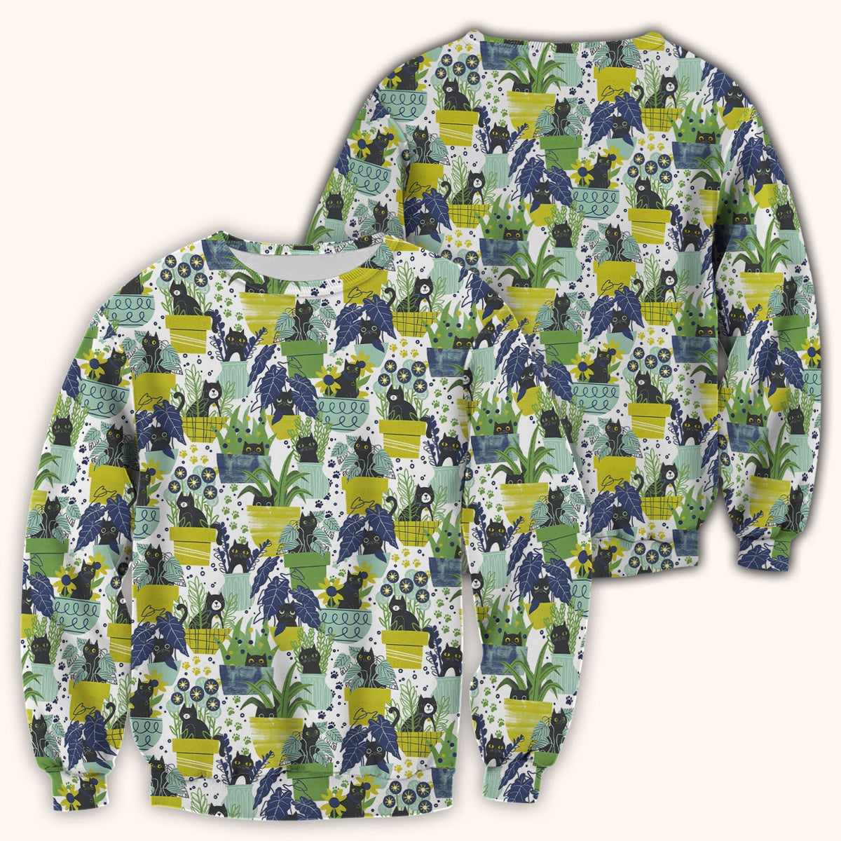 Black Cat Planter Garden Nurse Scrub Top