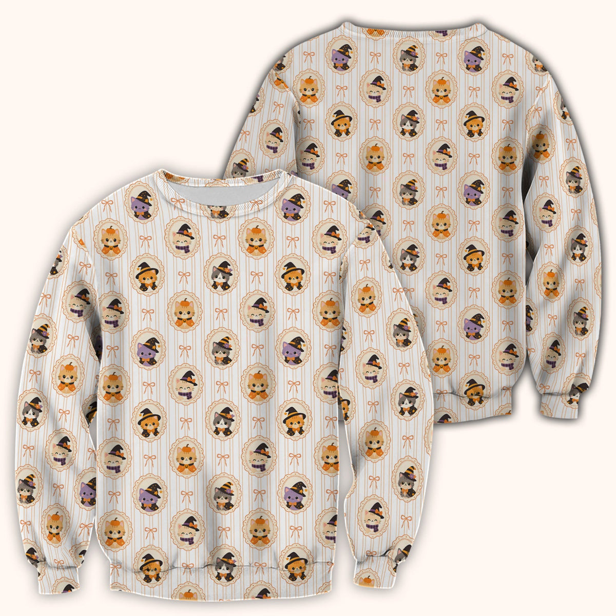 Halloween Cat Stripe Nurse Scrub Top