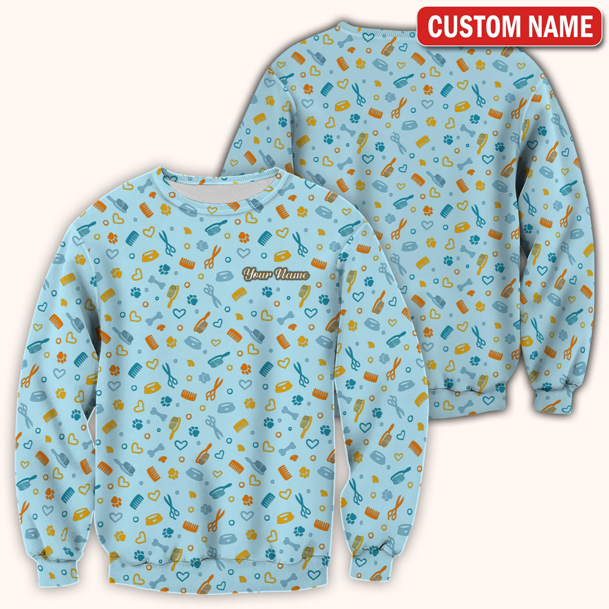 Personalized Dog Cat Grooming Nurse Scrub Top