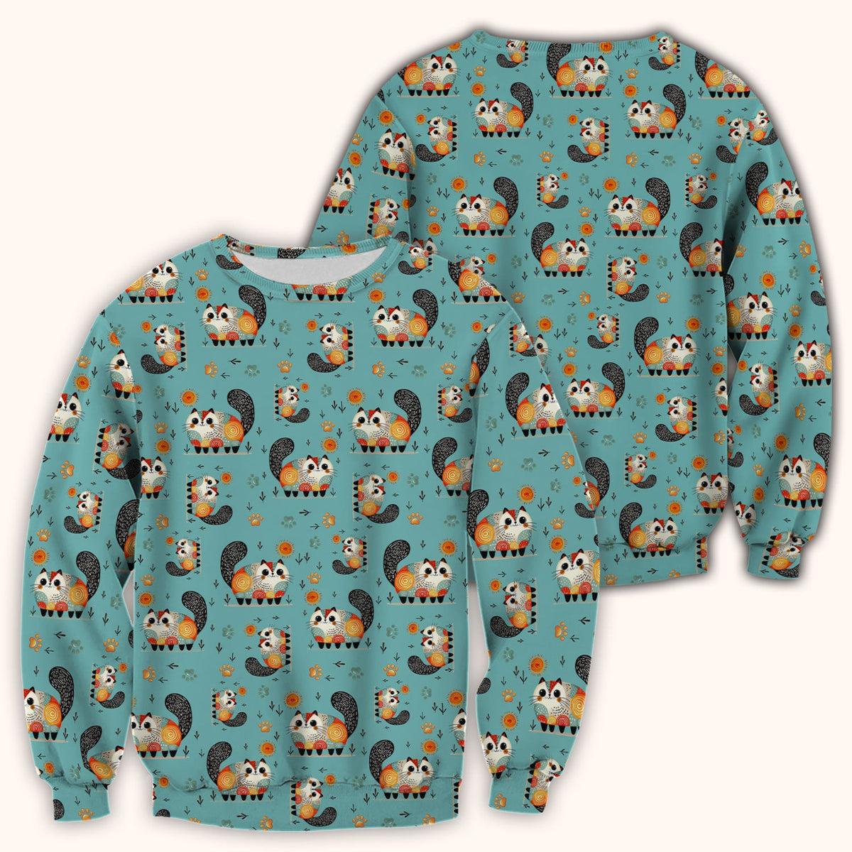 Cat Illustration Nurse Scrub Top
