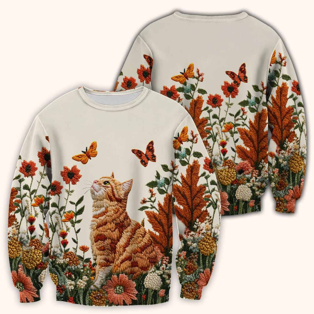 Orange Cat Wildflower Nurse Scrub Top