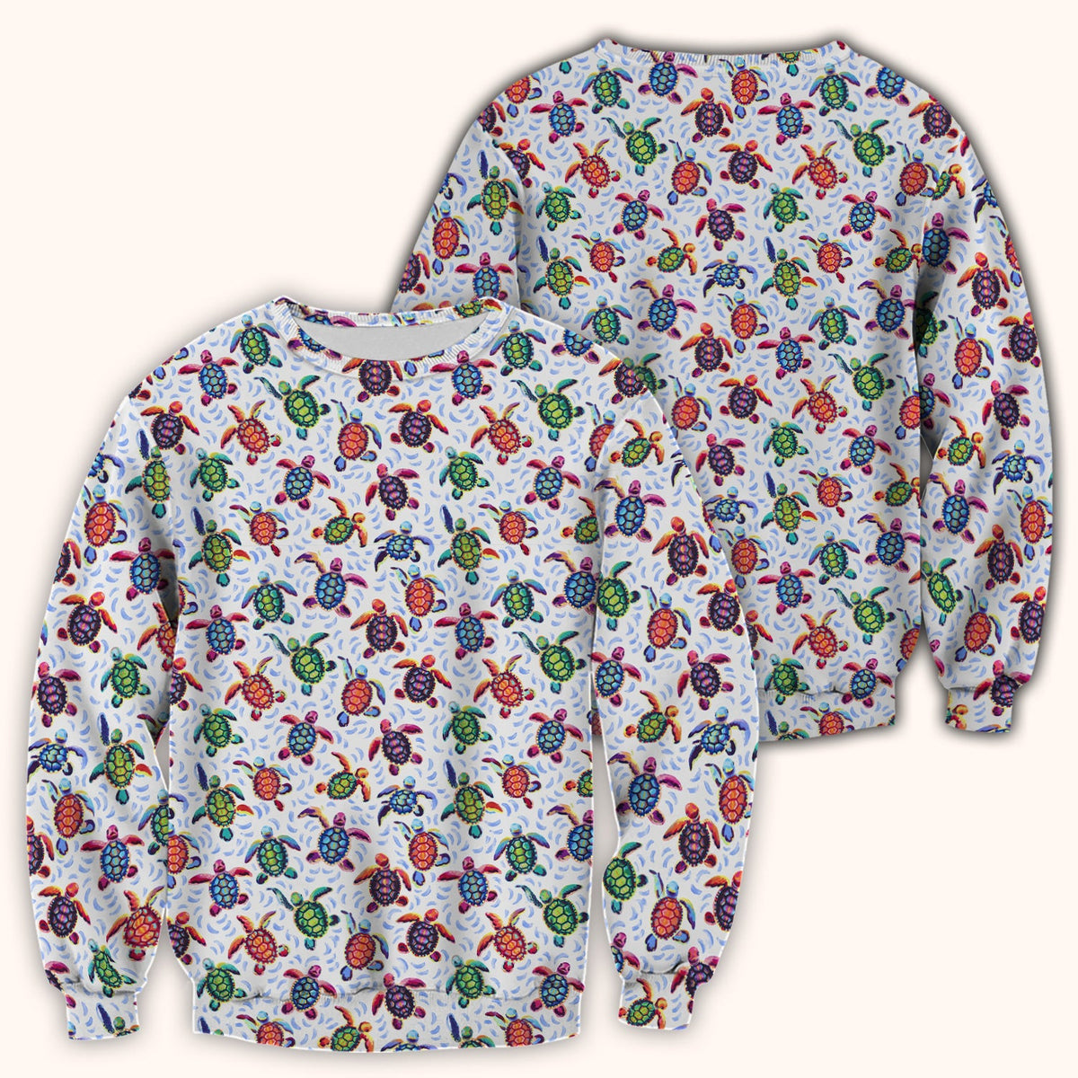 Colorful Sea Turtle Wave Nurse Scrub Top