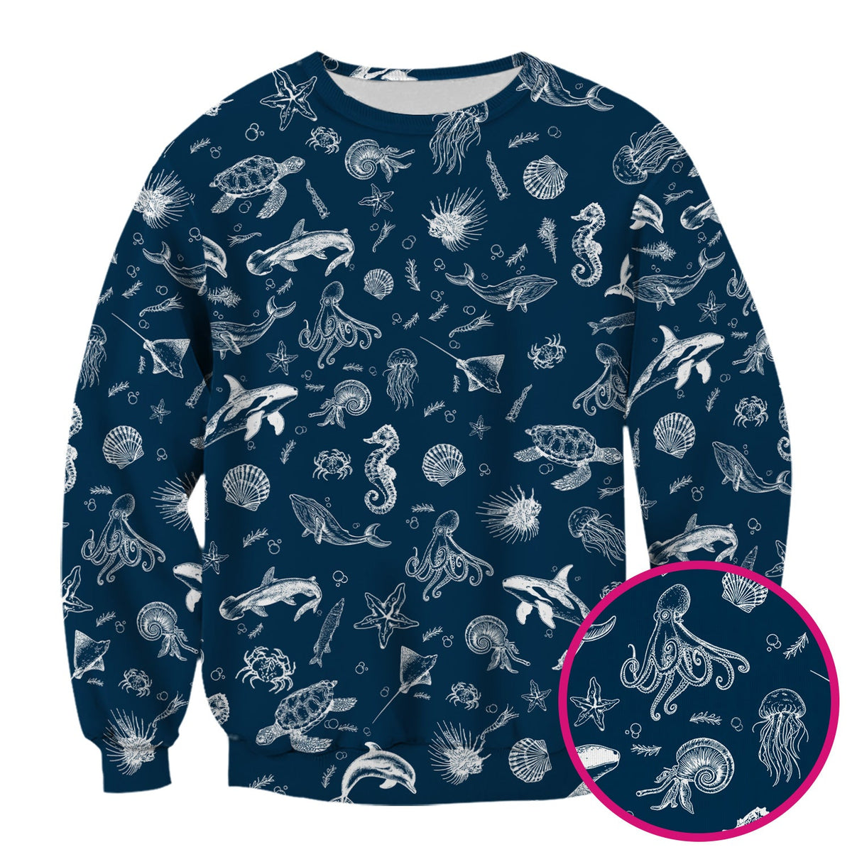 Marine Sea Life Nurse Scrub Top