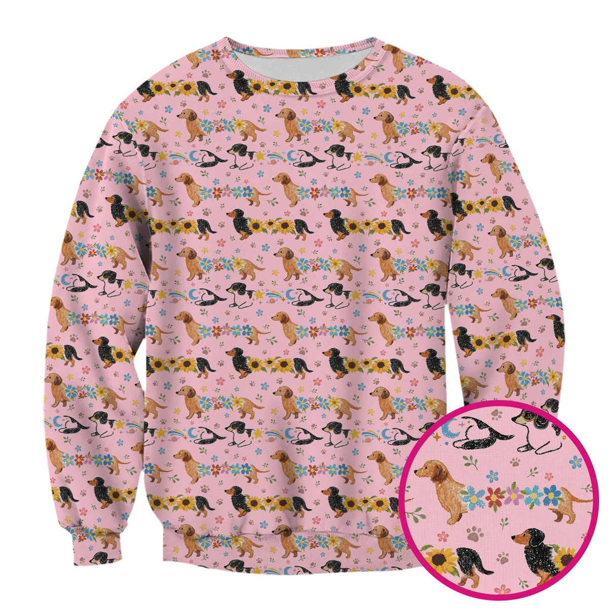 Floral Wiener Dog Nurse Scrub Top