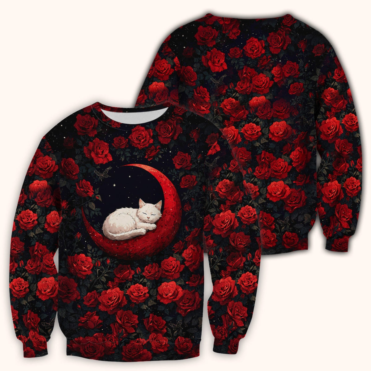 Gothic Red Moon Cat Nurse Scrub Top
