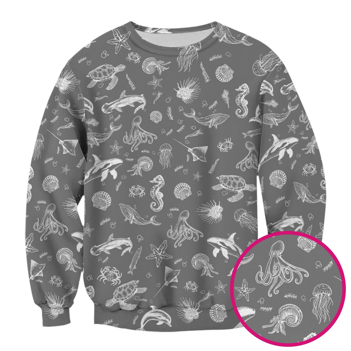 Marine Sea Life Nurse Scrub Top