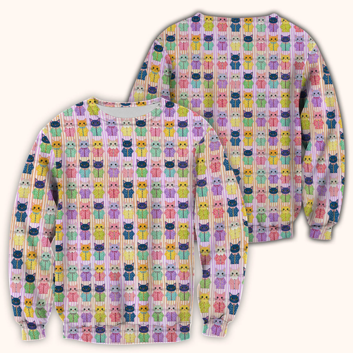 Cat Pajama Print Nurse Scrub Top