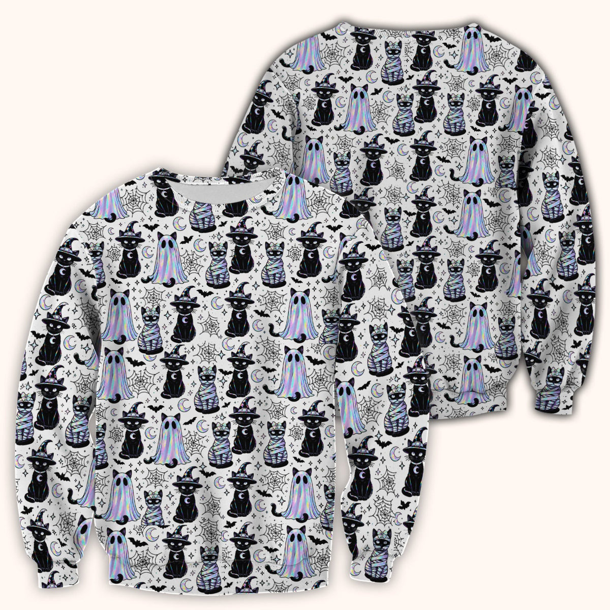 Ghost Witch Cat Nurse Scrub Top - Halloween Gift
