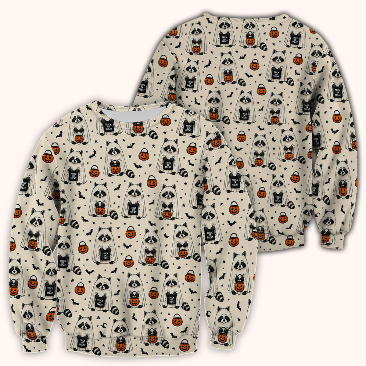 Halloween Ghost Raccoon Nurse Scrub Top