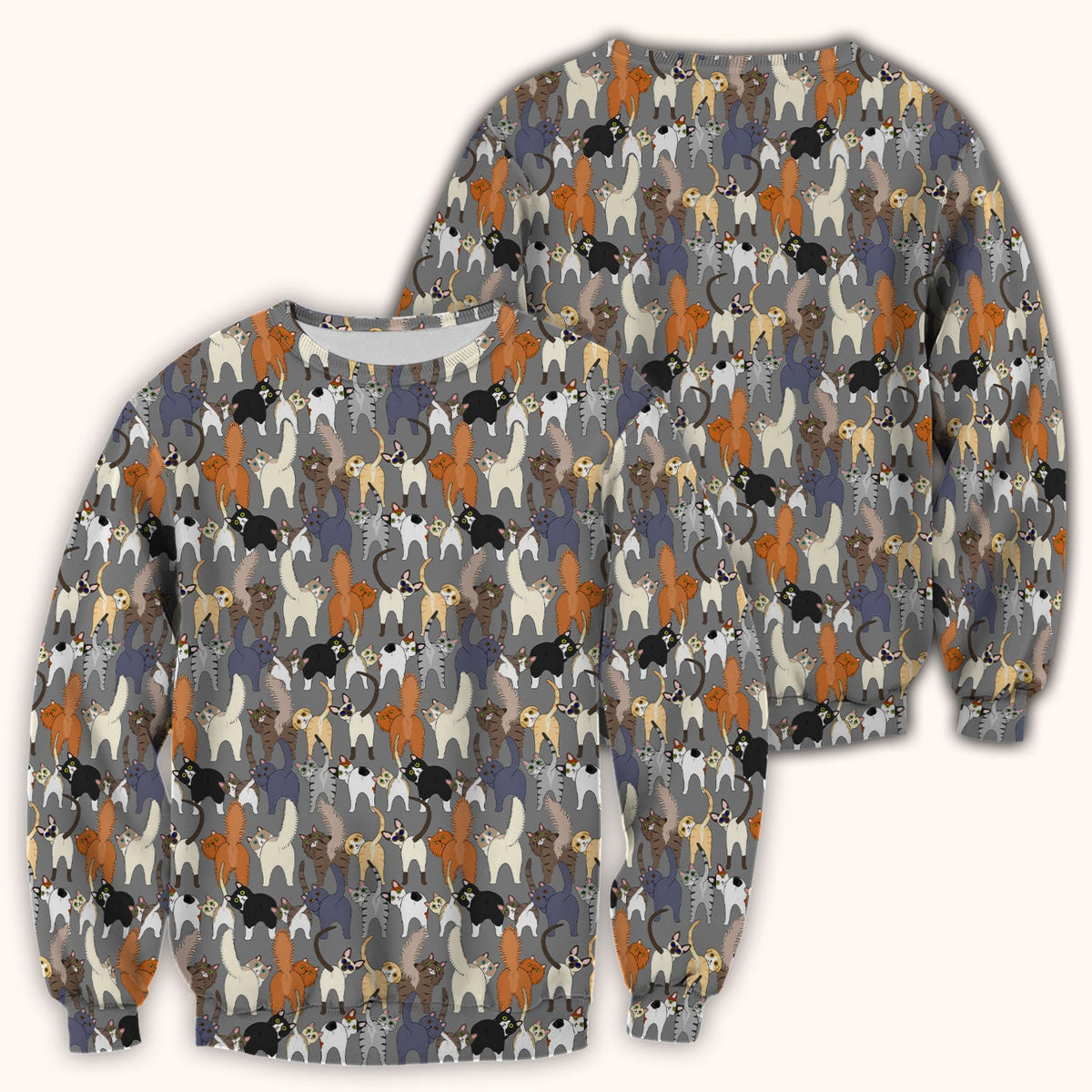 Whimsical Multicolor Cat Cartoon Nurse Scrub Top