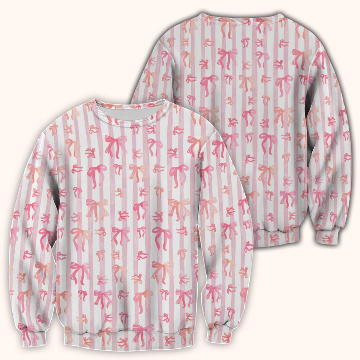 Pink Bow Stripe Nurse Scrub Top