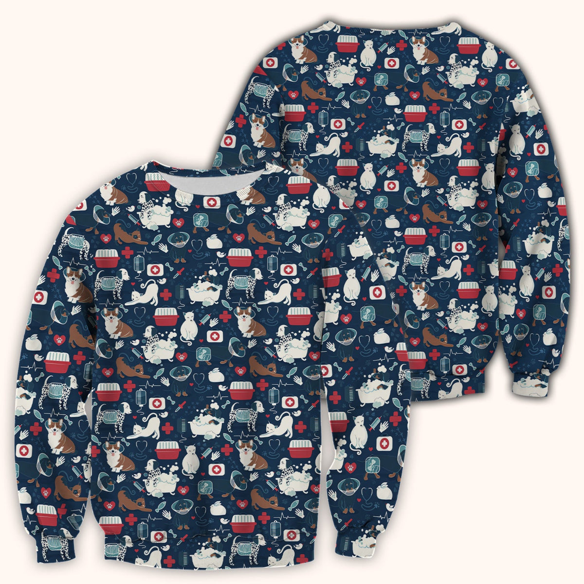 Dogs Veterinary Tools Nurse Scrub Top