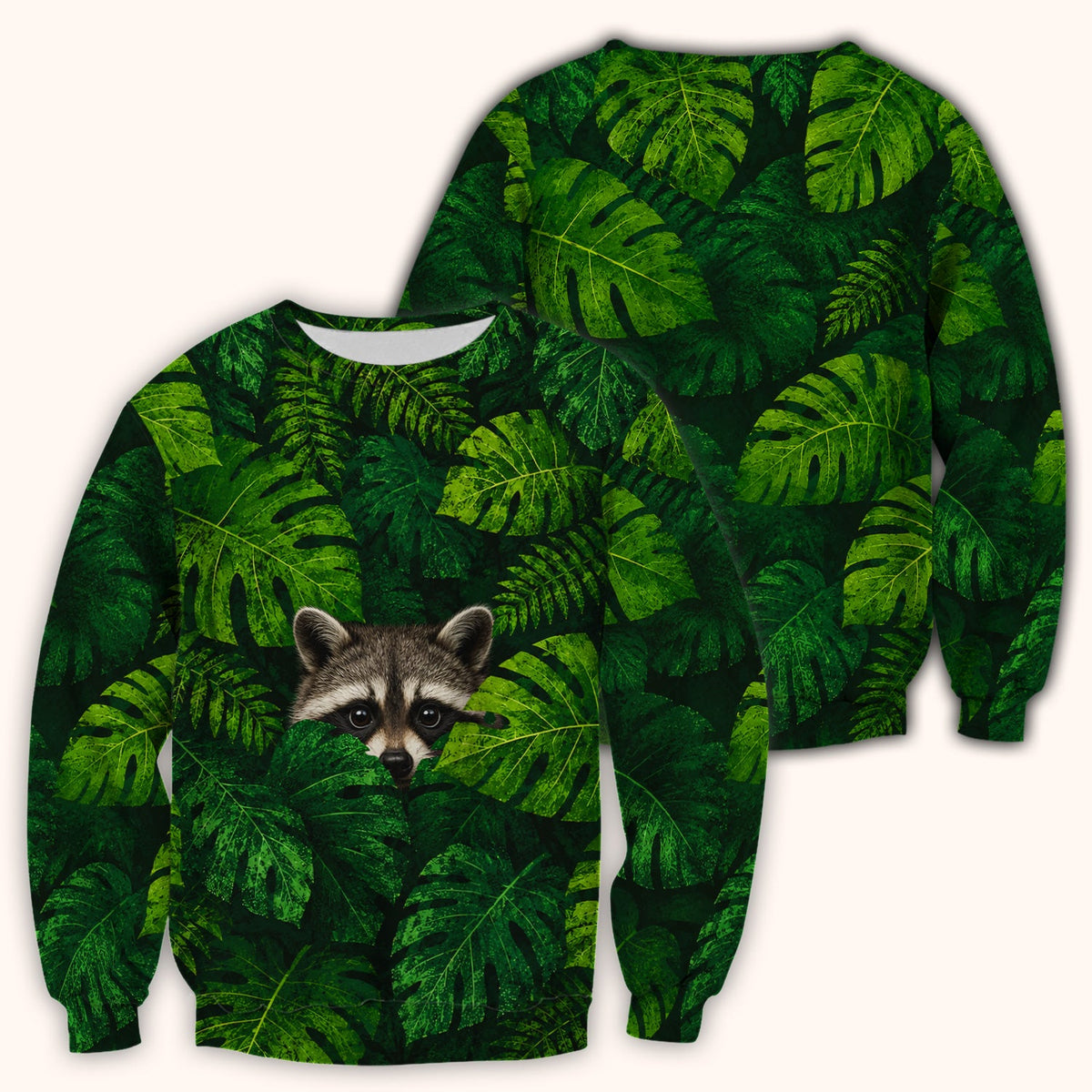 Raccoon Tropical Leaf Nurse Scrub Top
