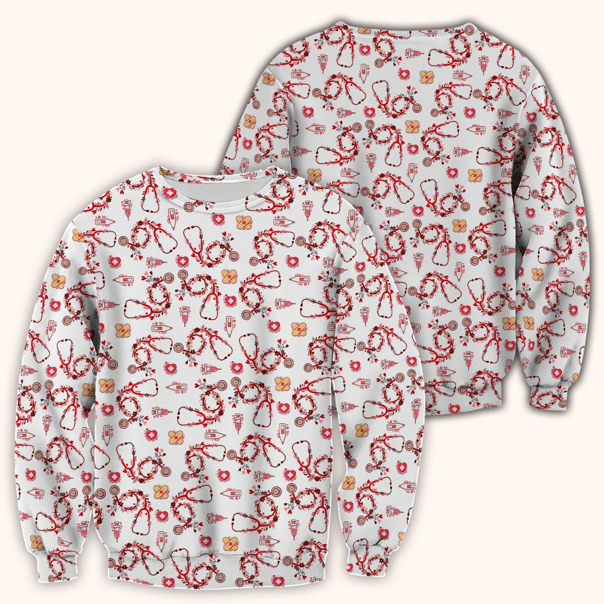 Heart Stethoscope Nurse Scrub Top