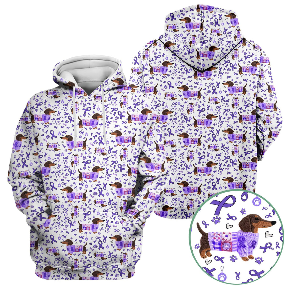Purple Ribbon Dachshund Nurse Scrub Top