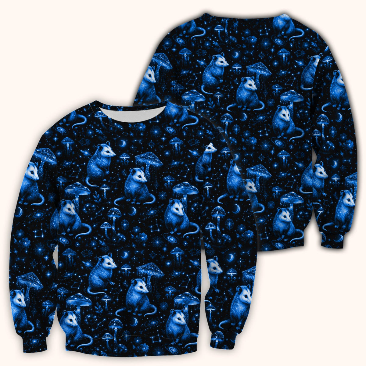 Celestial Blue Opossum Mushroom Nurse Scrub Top