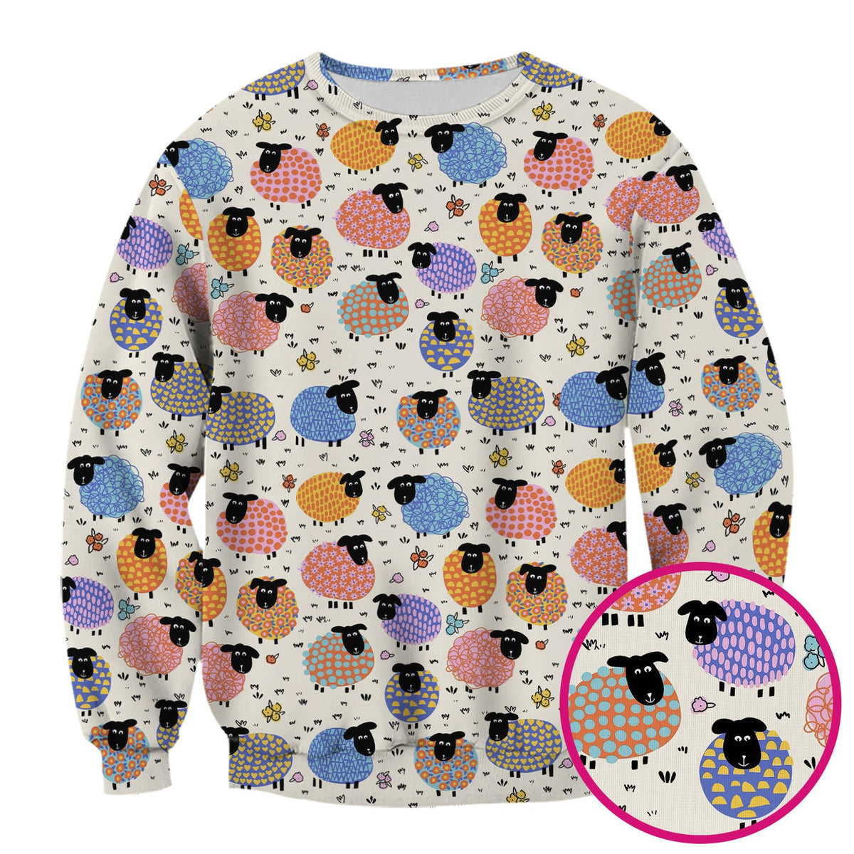 Adorable Colorful Sheep Nurse Scrub Top