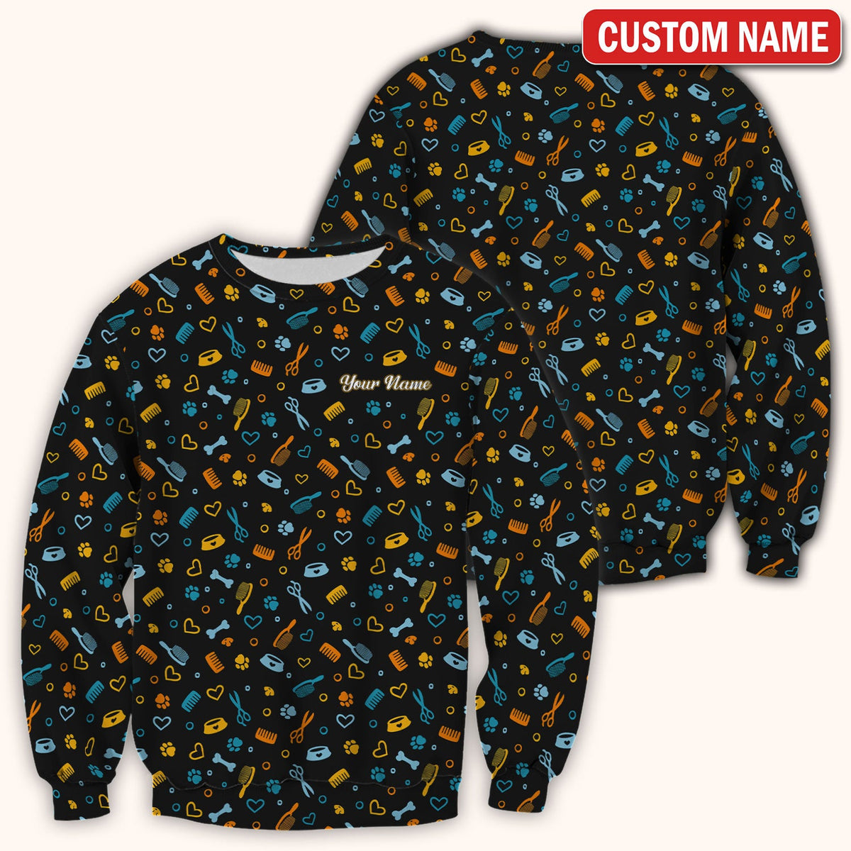 Personalized Dog Cat Grooming Nurse Scrub Top