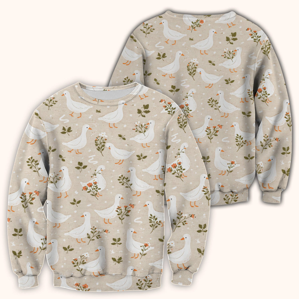 White Goose Floral Meadow Nurse Scrub Top