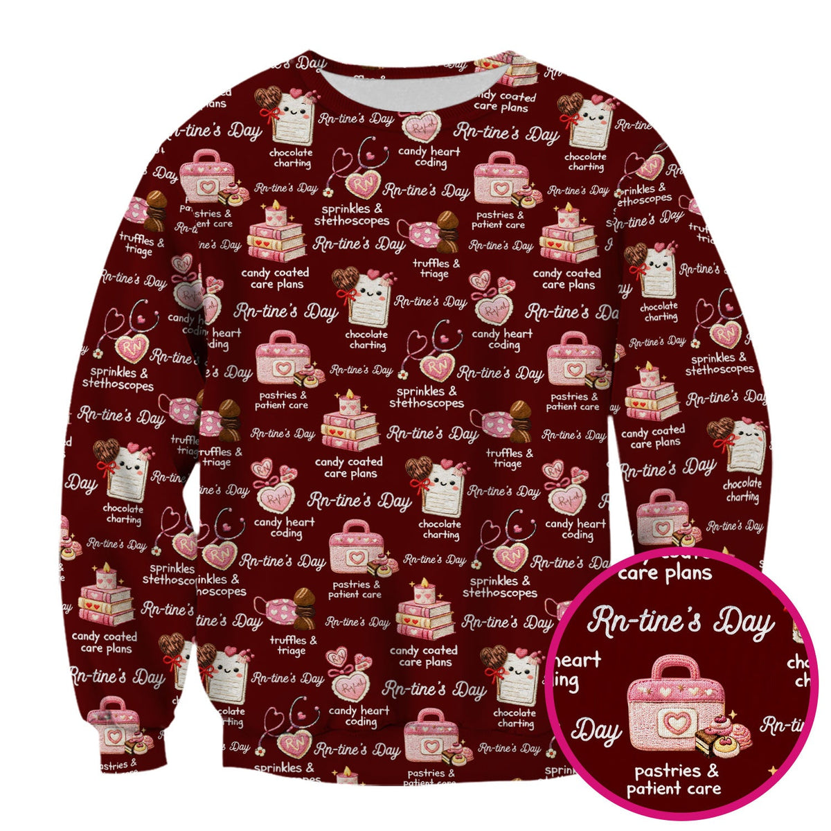 RN Sweets Valentine Stethoscope Nurse Scrub Top
