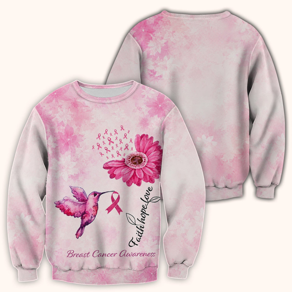 Breast Cancer Awareness Hummingbird Nurse Scrub Top