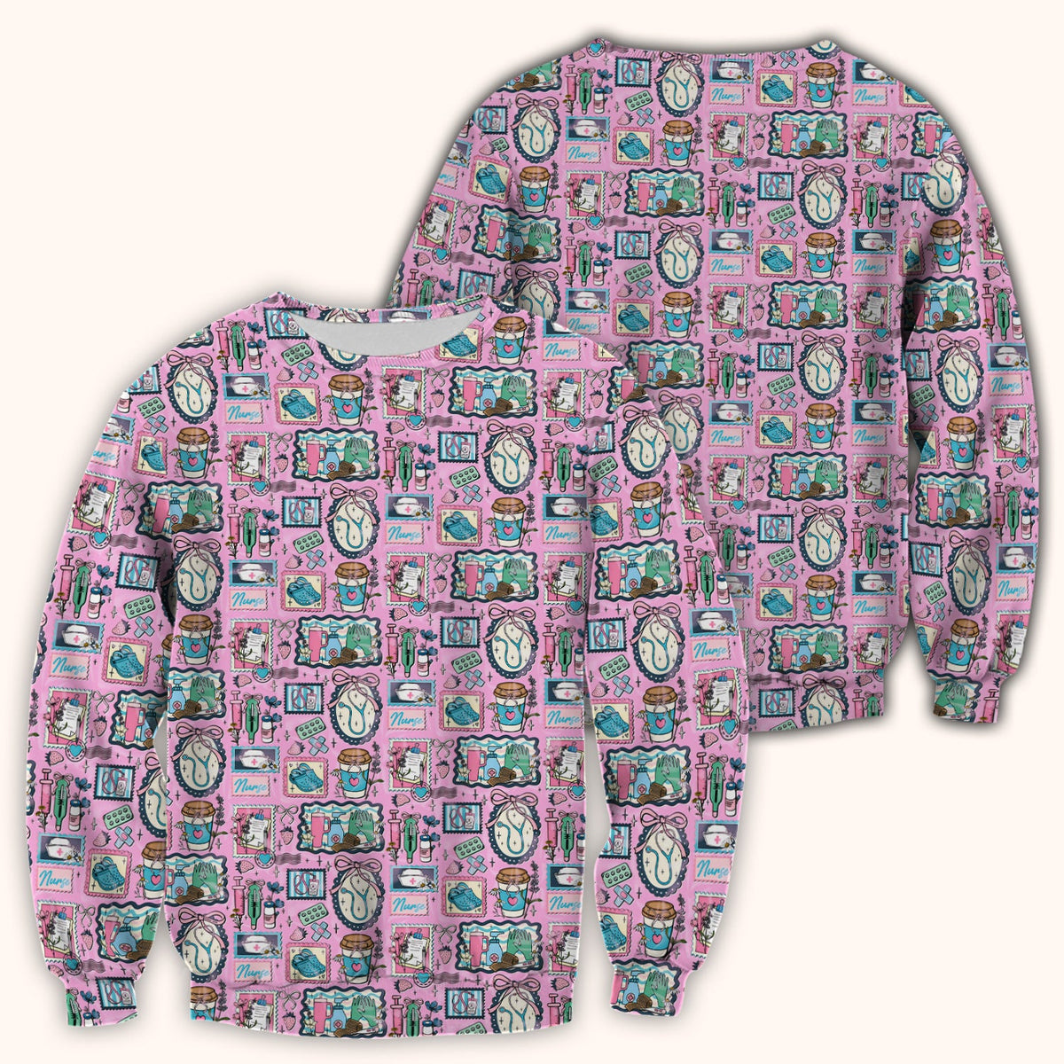 Stethoscope Syringe Frame Nurse Scrub Top