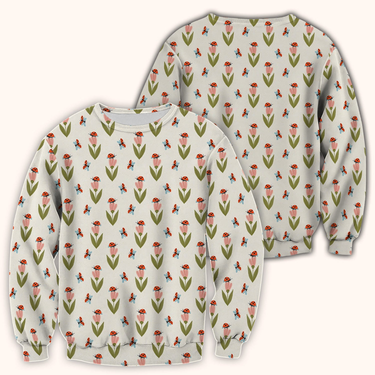 Ladybug Tulip Floral Nurse Scrub Top