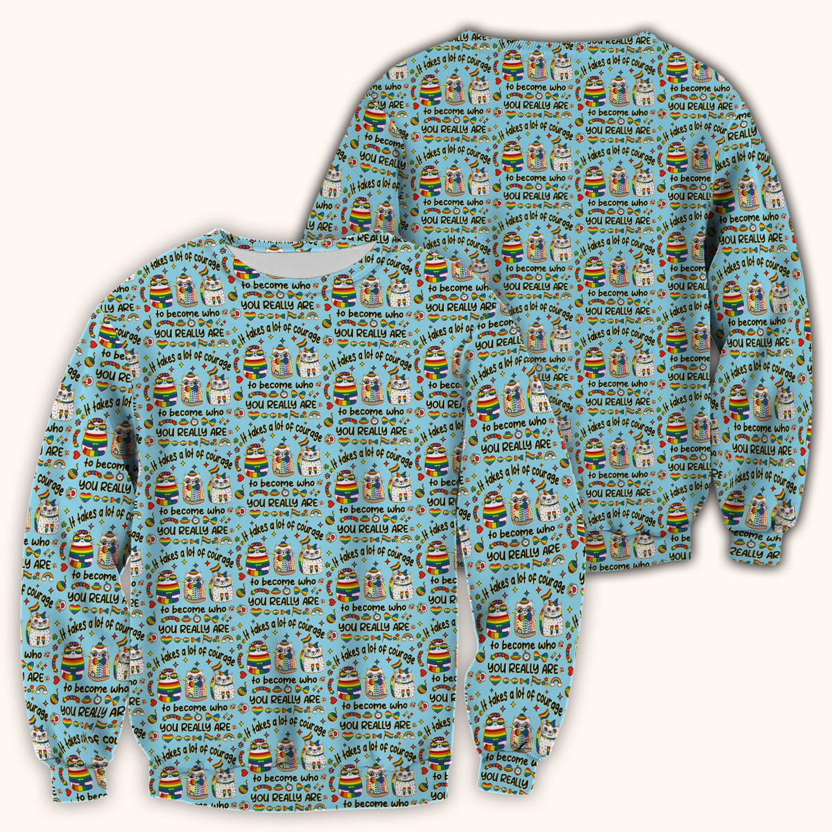 Nurse Rainbow Cat Courage Scrub Top