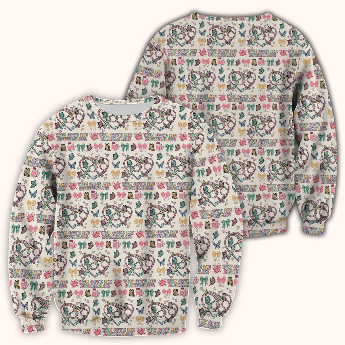Butterfly Heart Nurse Scrub Top - Valentines Day Gift