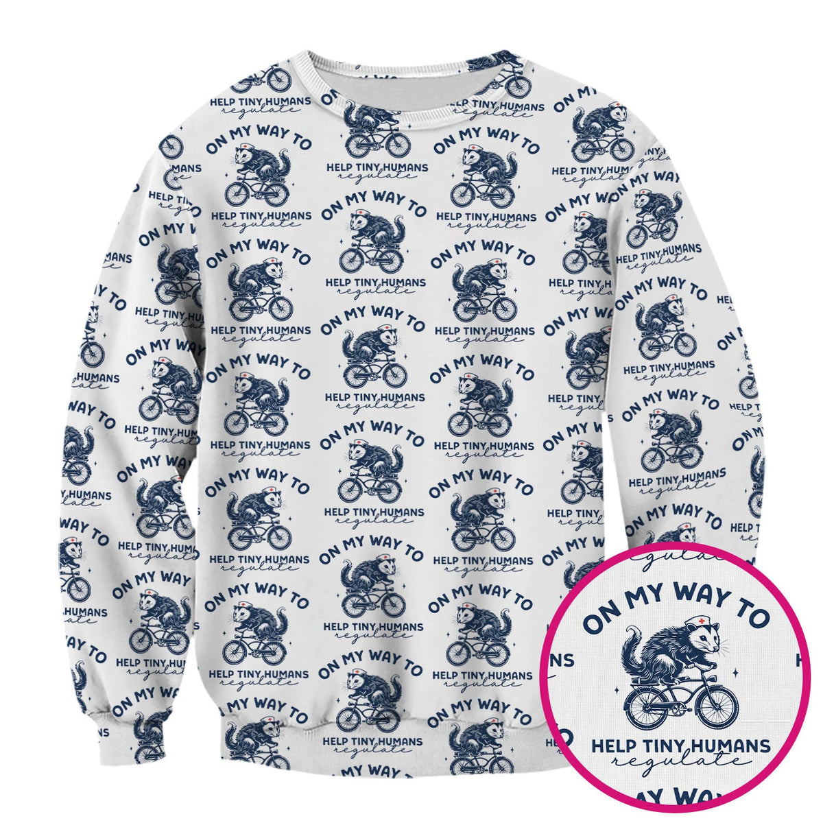 Biking Opossum Funny Quote Nurse Scrub Top