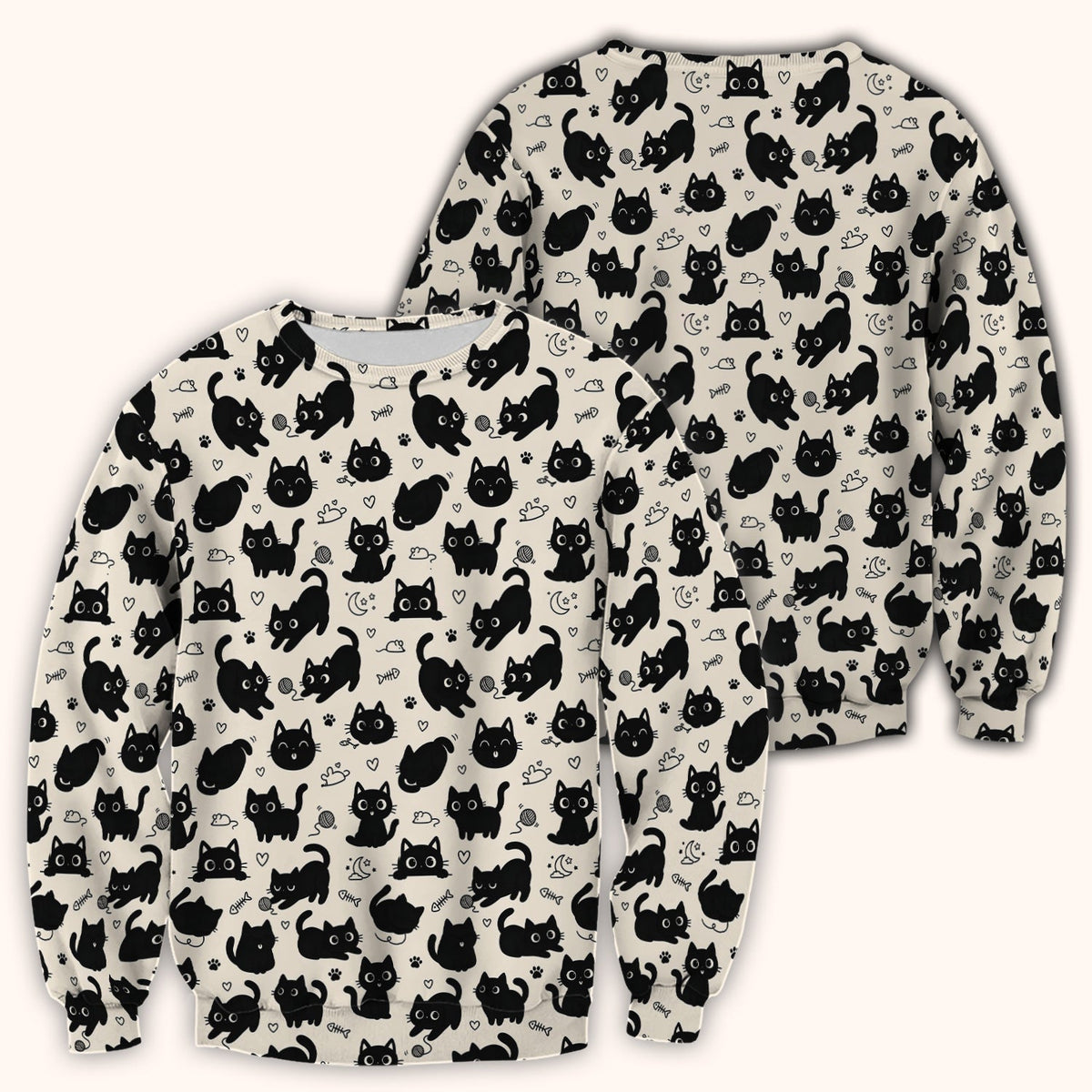 Playful Black Cat Nurse Scrub Top