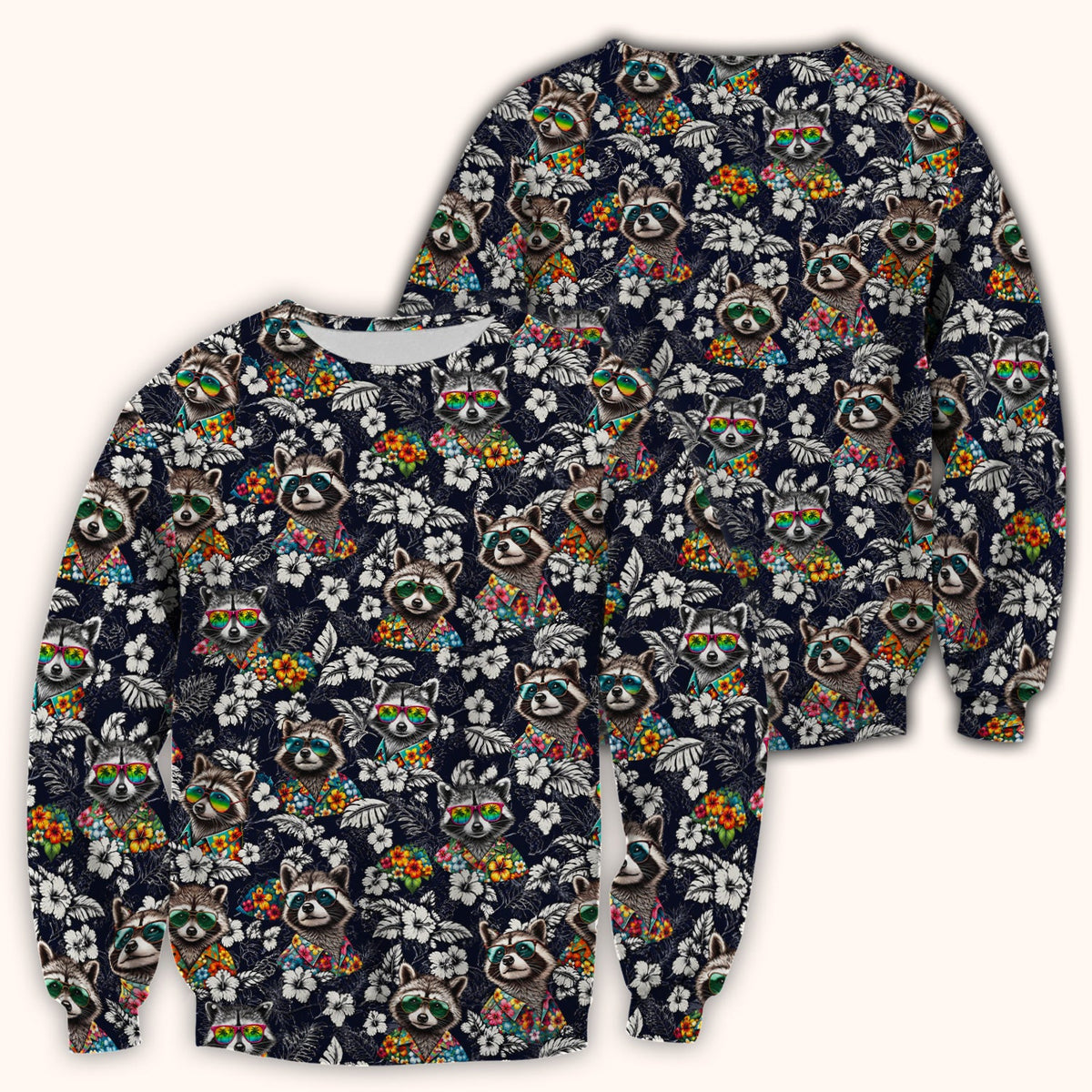 Tropical Raccoon Floral Nurse Scrub Top
