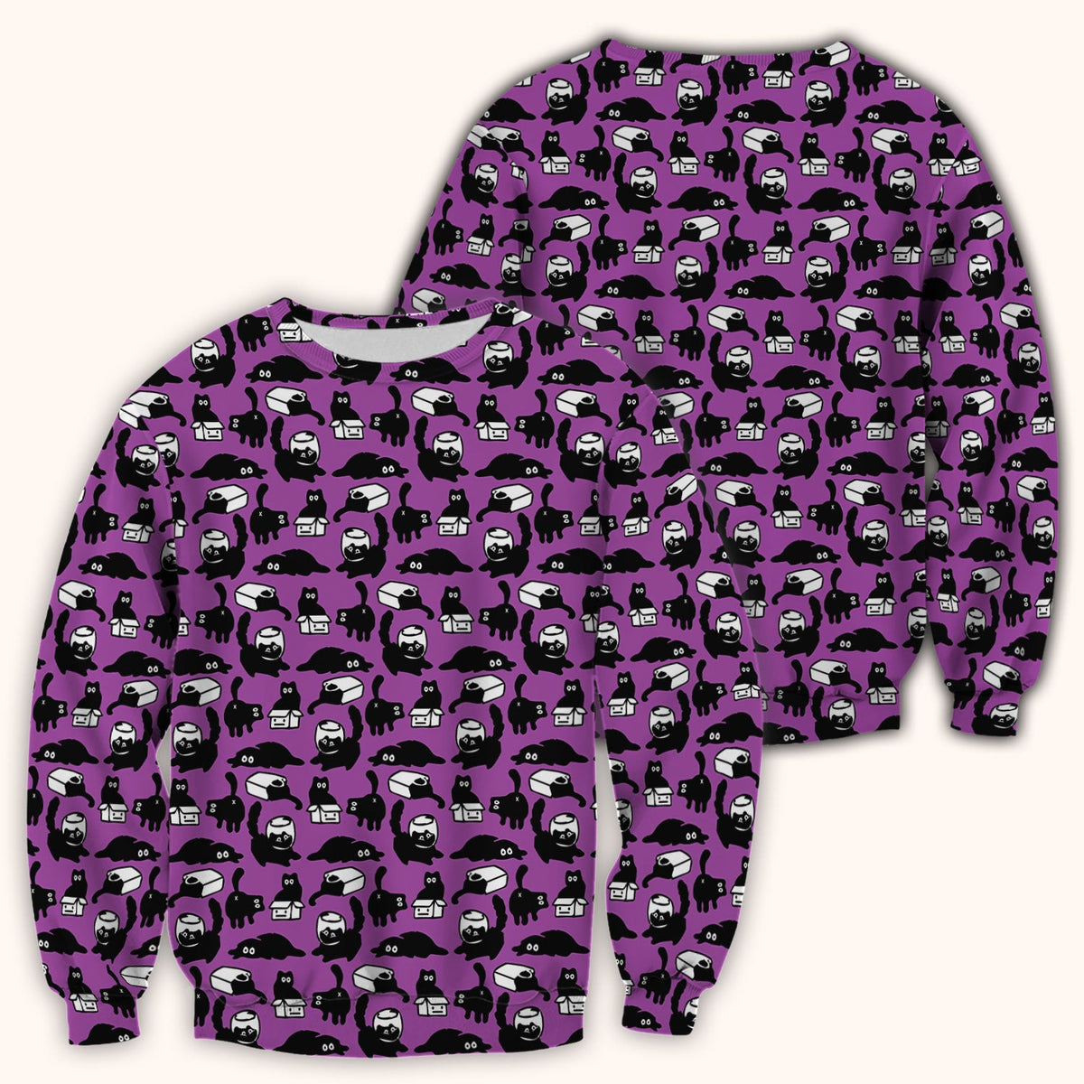 Dark Playful Cat Nurse Scrub Top
