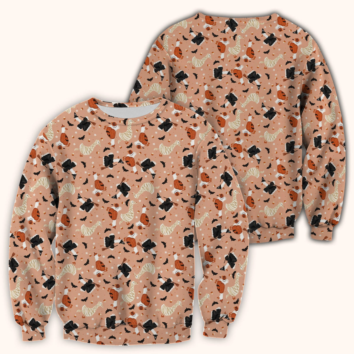 Goose Pumpkin Bat Nurse Scrub Top - Halloween Gift
