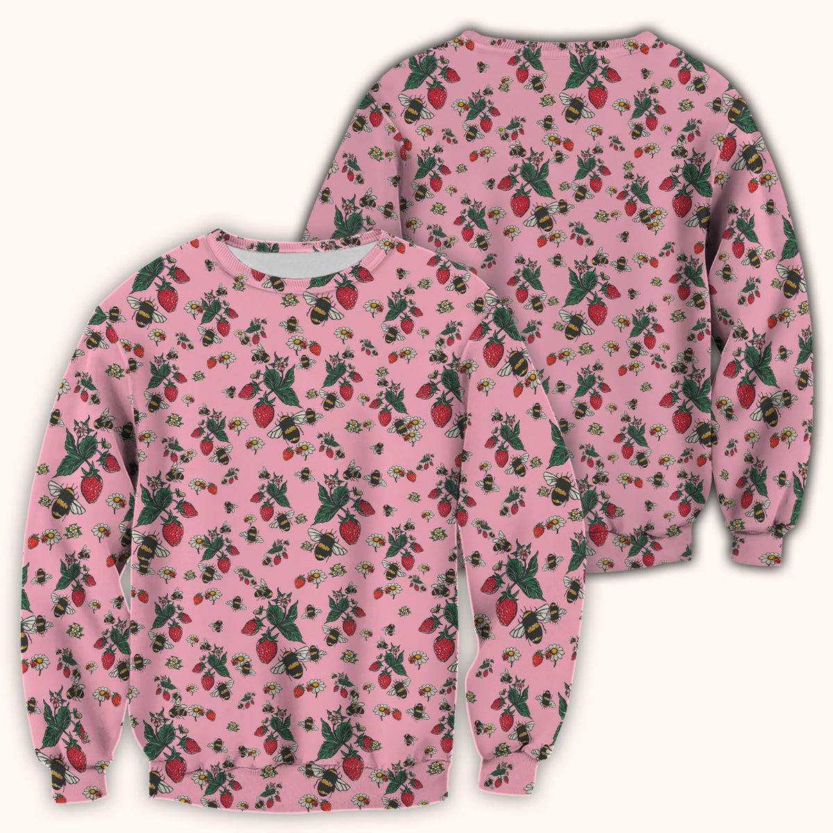 Strawberry Bee Daisy Nurse Scrub Top