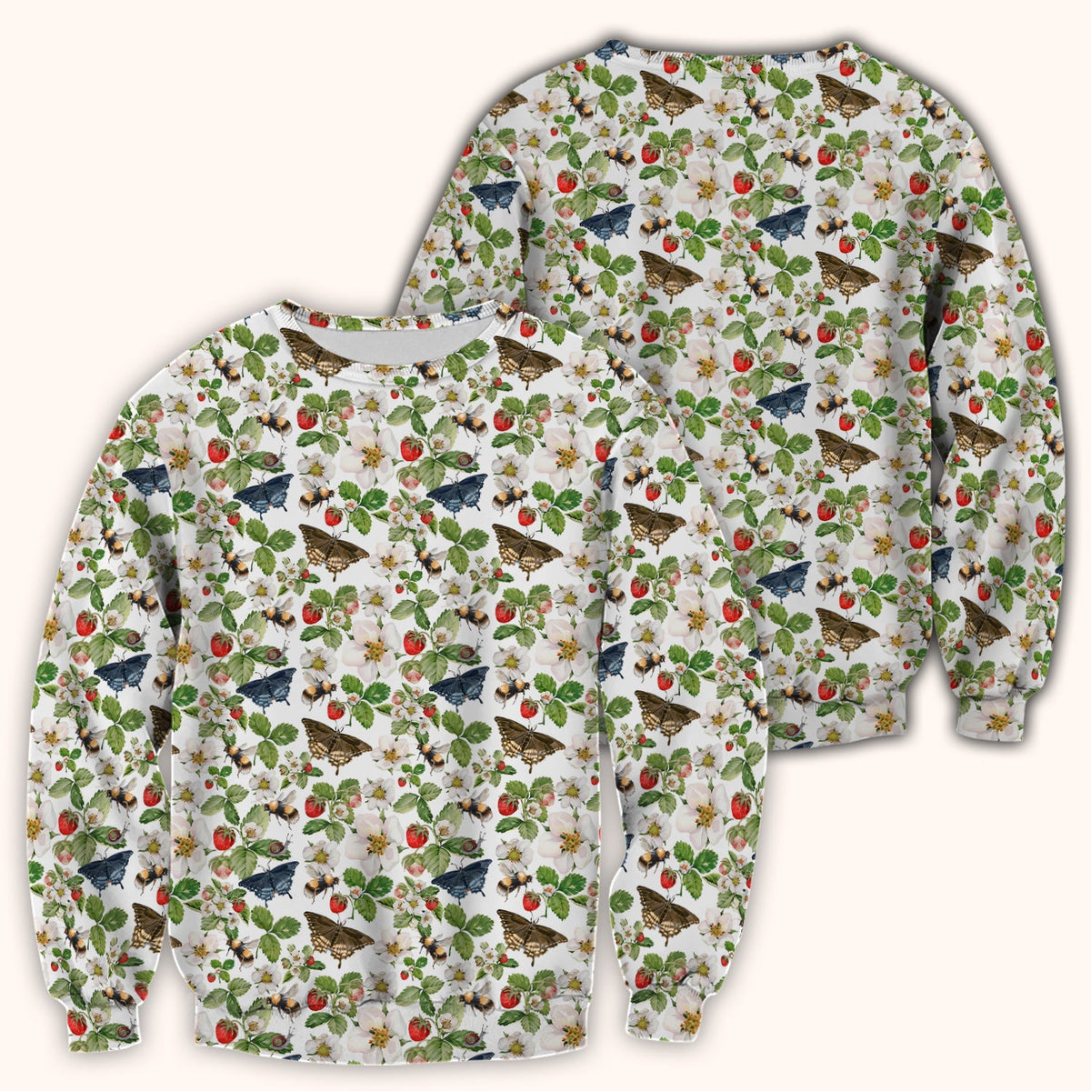 Strawberry Butterfly Garden Nurse Scrub Top