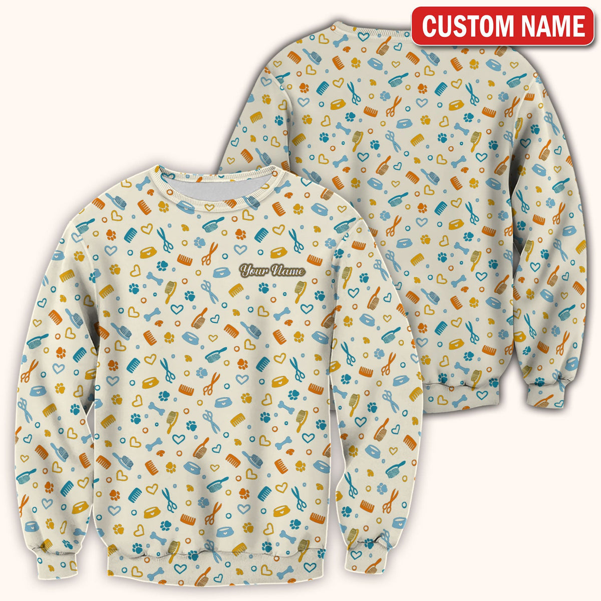 Personalized Dog Cat Grooming Nurse Scrub Top