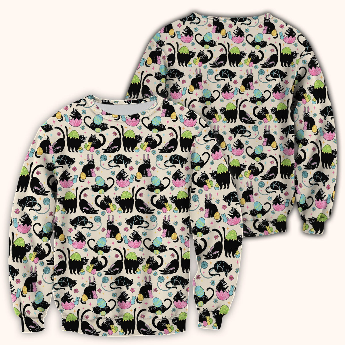 Black Cat Egg Nurse Scrub Top - Easter Gift