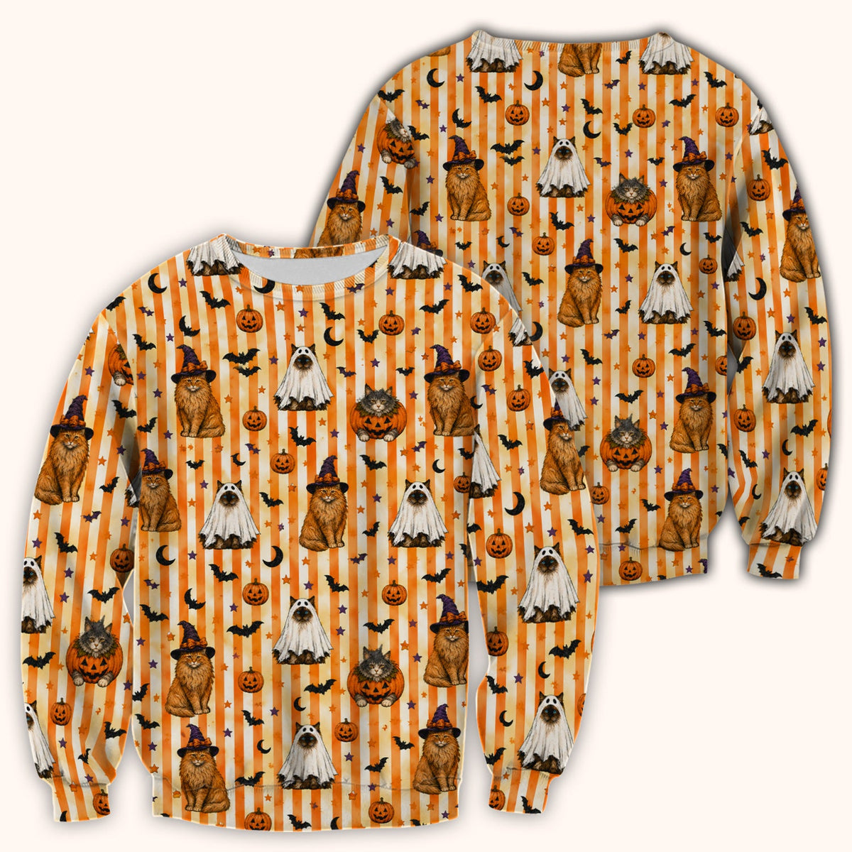Cat Print Nurse Scrub Top - Halloween Gift