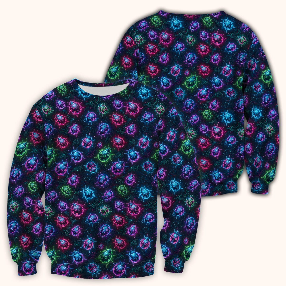 Colorful Neon Ladybug Nurse Scrub Top