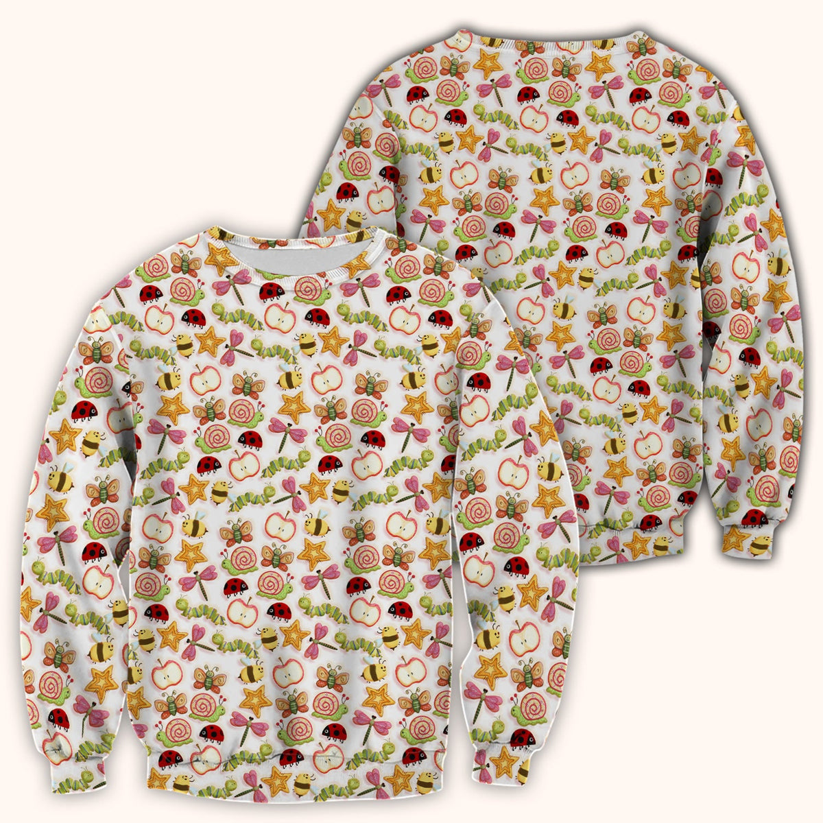Snail Ladybug Caterpillar Apple Garden Nurse Scrub Top