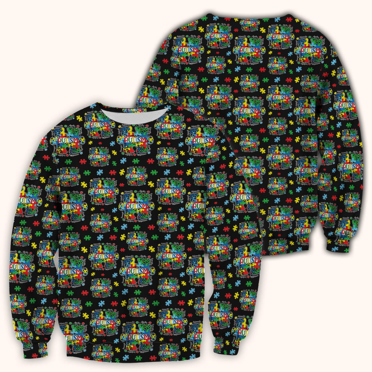 Autism Awareness Puzzle Black White Nurse Scrub Top