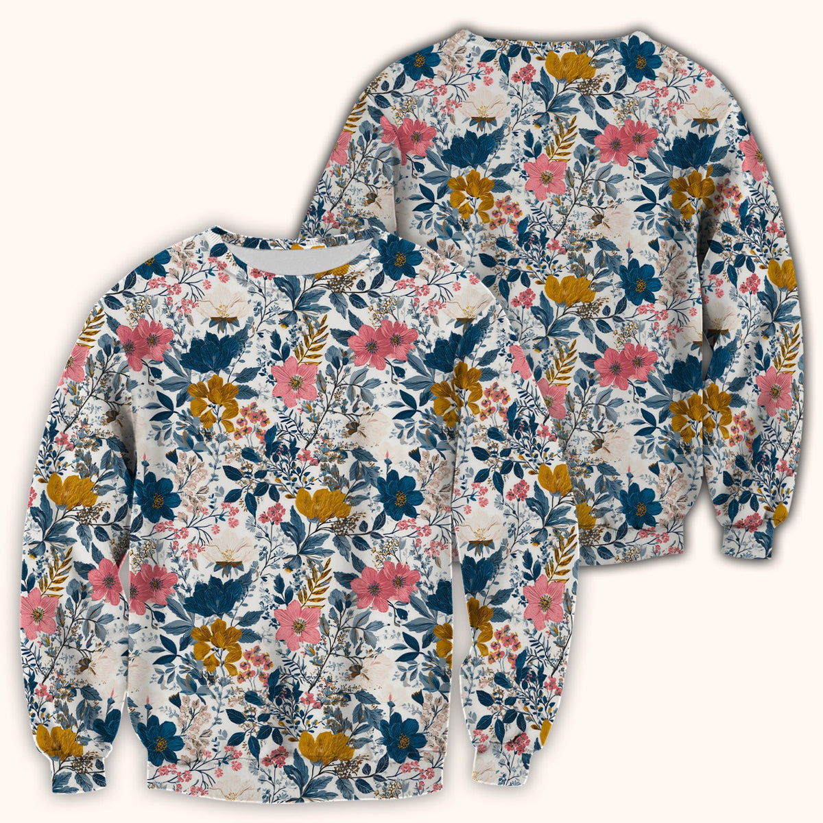 Elegant Floral Garden Bloom Nurse Scrub Top