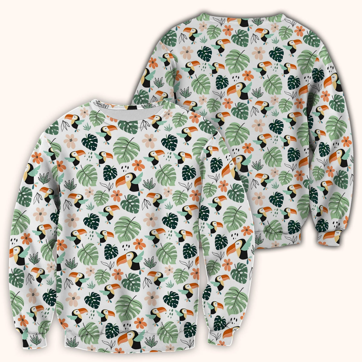 Tropical Toucan Leaf Floral Nurse Scrub Top