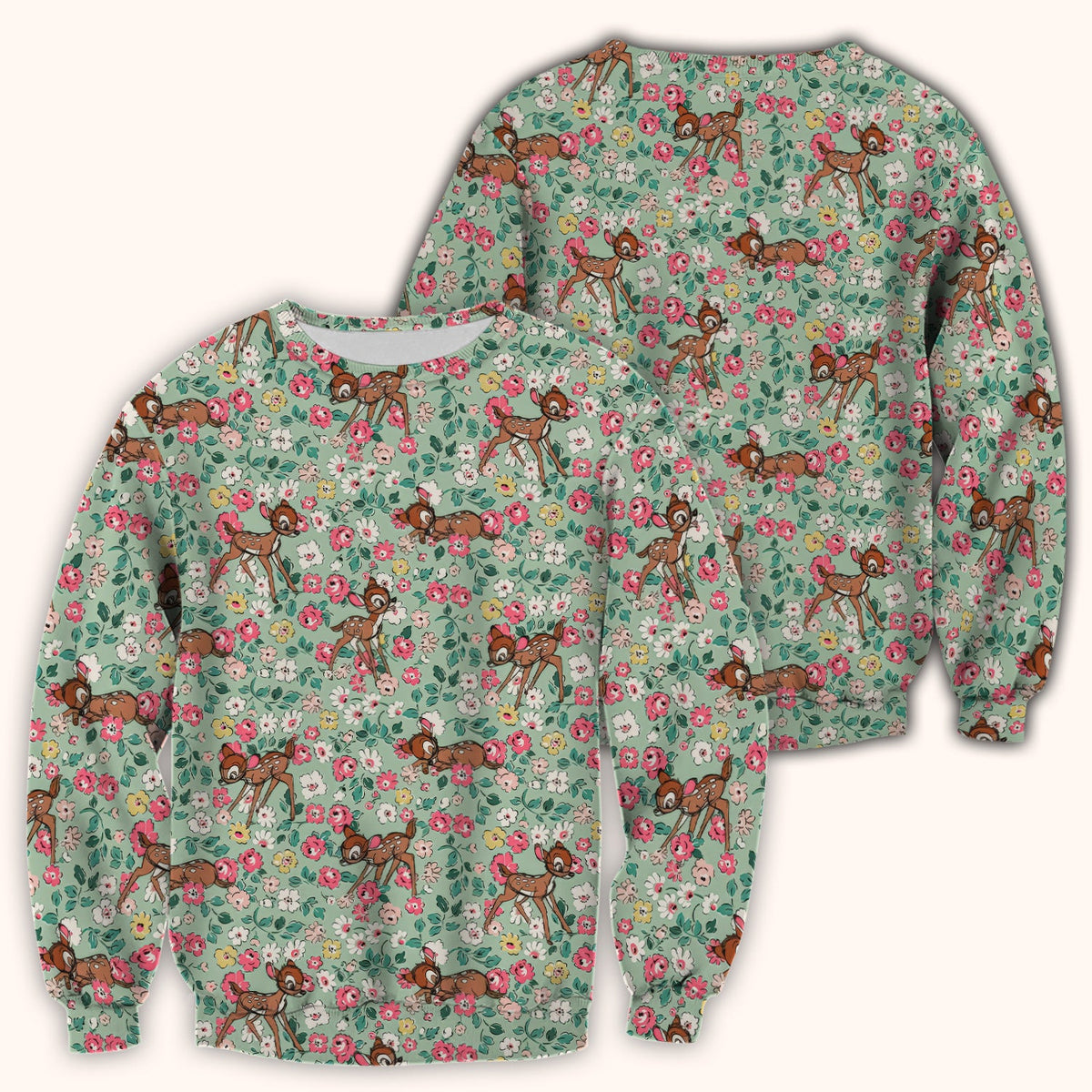 Cute Baby Deer Floral Nurse Scrub Top