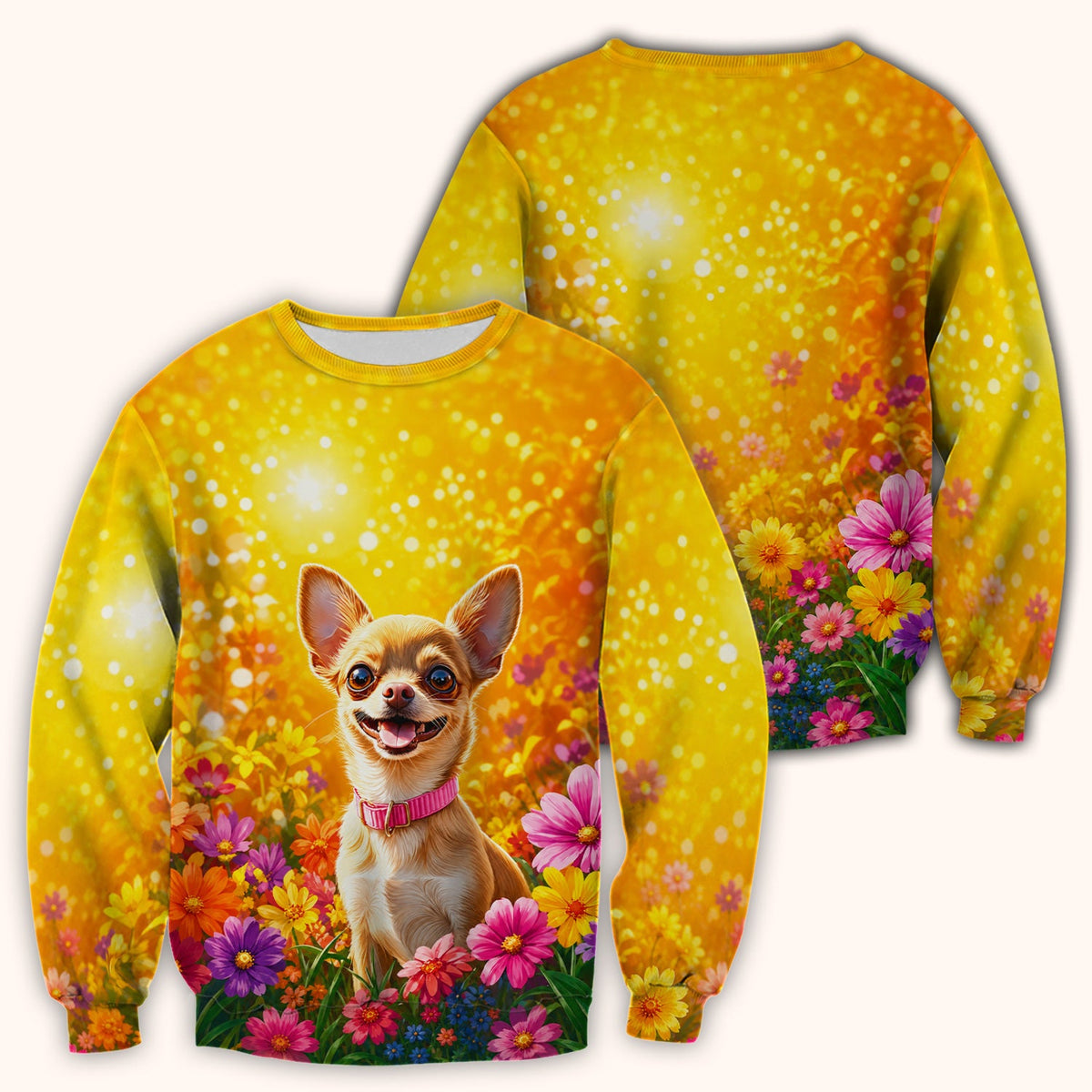 Chihuahua Flower Meadow Nurse Scrub Top