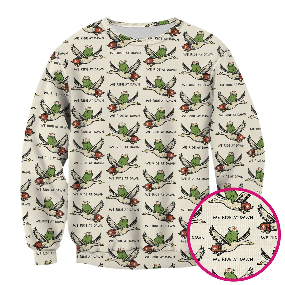 Frog Riding Goose Nurse Scrub Top