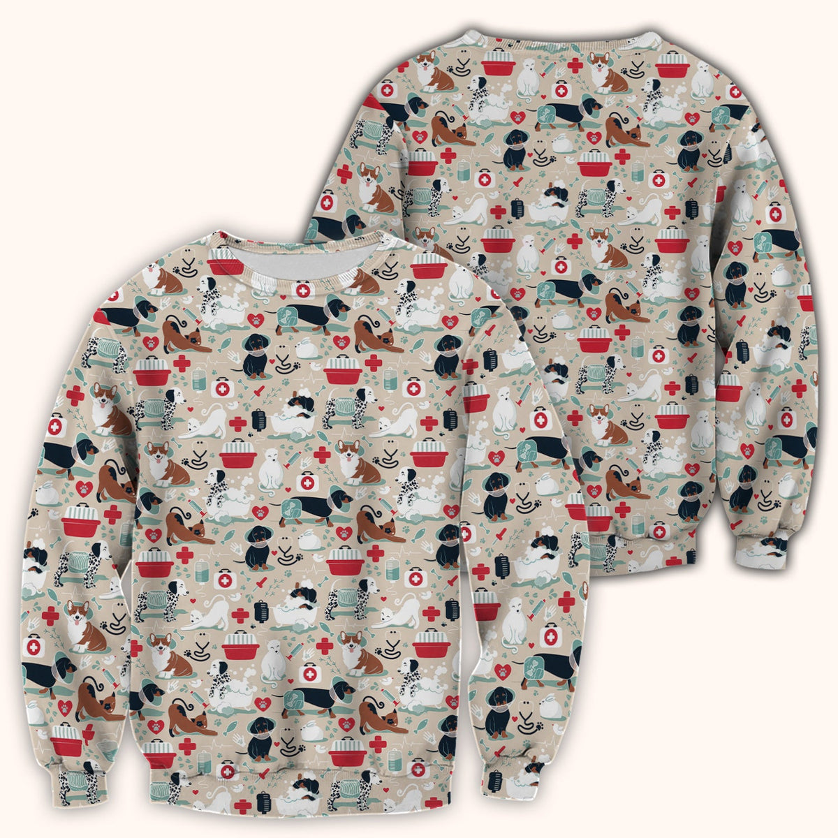 Dogs Veterinary Tools Nurse Scrub Top